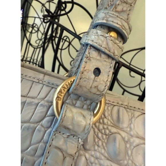 Brahmin BLUE Asher Medium  EMBOSSED Leather Shoulder Tote Handbag GORGEOUS! - Picture 5 of 9